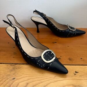 RAMON TENZA Women’s Size 8.5 Blue Leather Heels Pointed Closed Toe